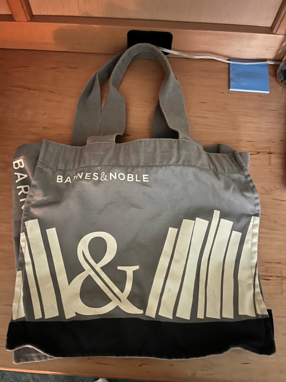 Barnes & Noble Gray Canvas Tote Bag